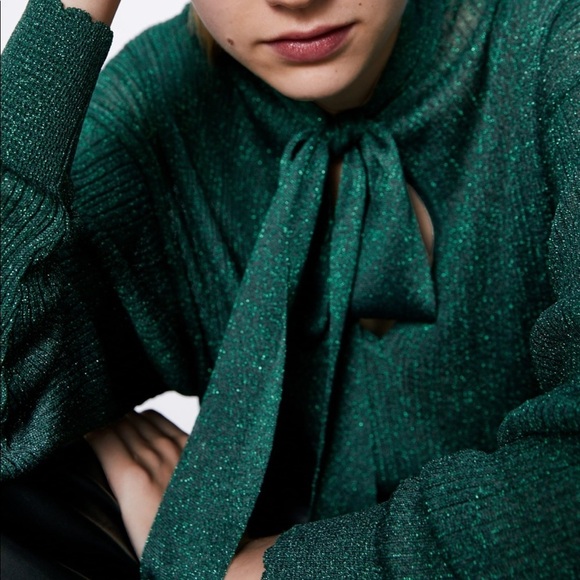 ZARA BNWT Metallic Thread Tied Sweater - Picture 4 of 8